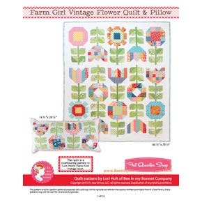 Farm Girl Vintage Flower Downloadable PDF Quilt & Pillow Pattern | Bee in my Bonnet